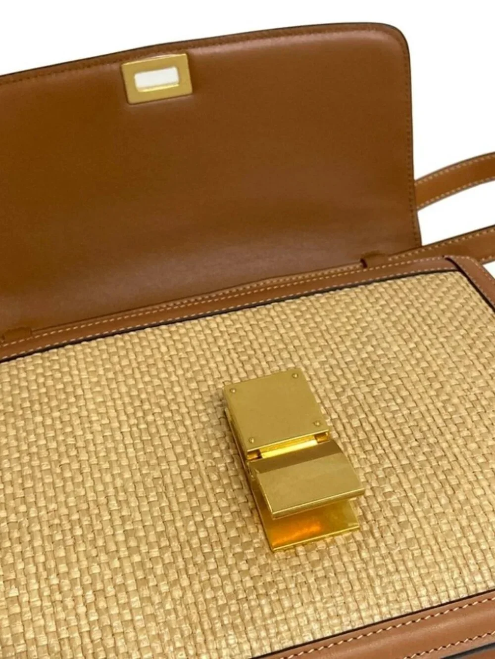 CELINE Classic Medium 189172CBS.02NT Natural Tan Raffia Calf Shoulder Bag